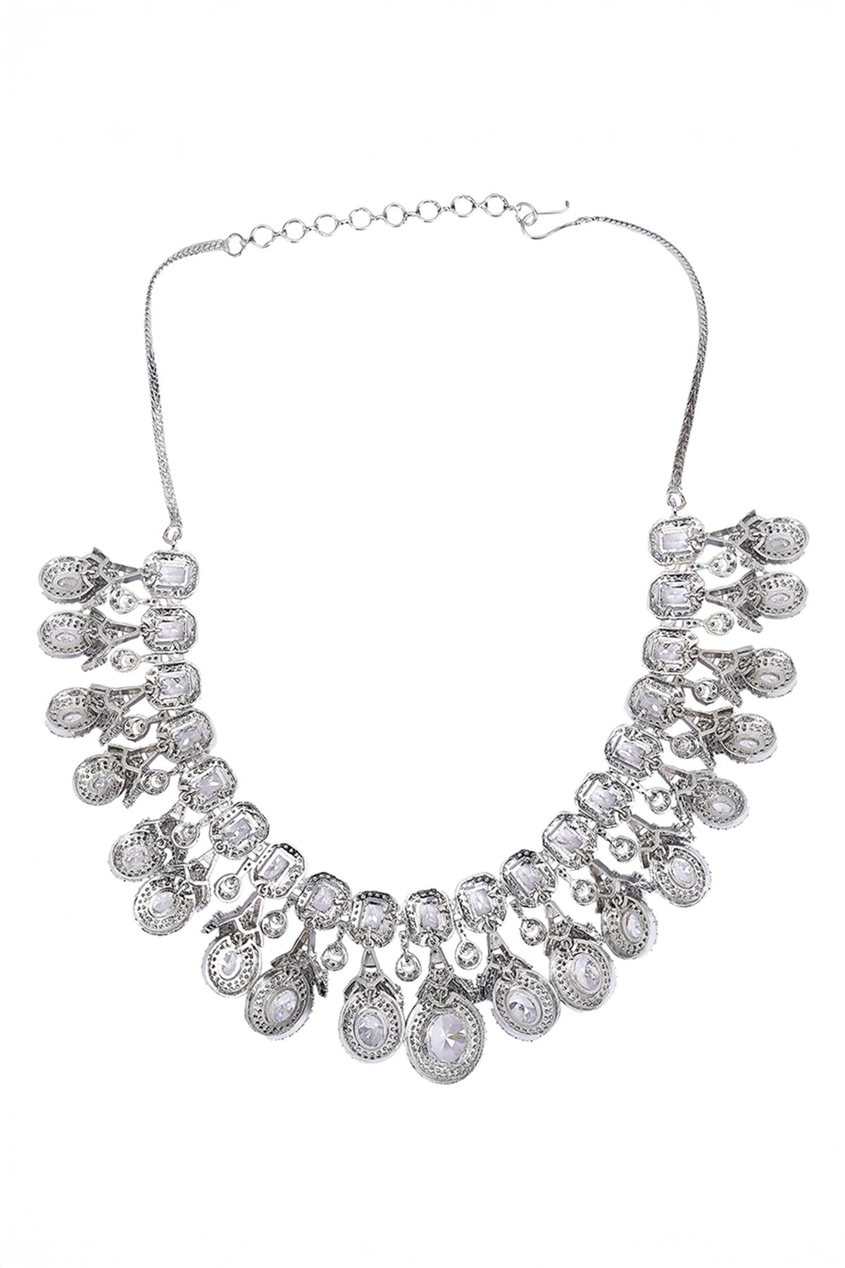 Diamond Stone Embellished Necklace & Earring Set 