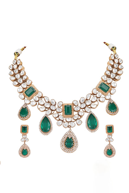 Crystal Kundan Embellished Necklace Set 