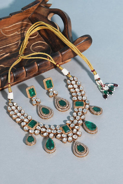 Crystal Kundan Embellished Necklace Set 