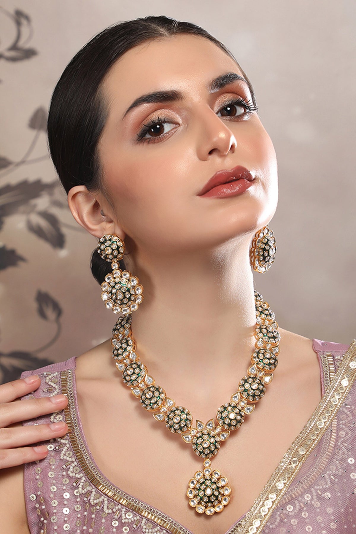 Kundan Floral Necklace Set 
