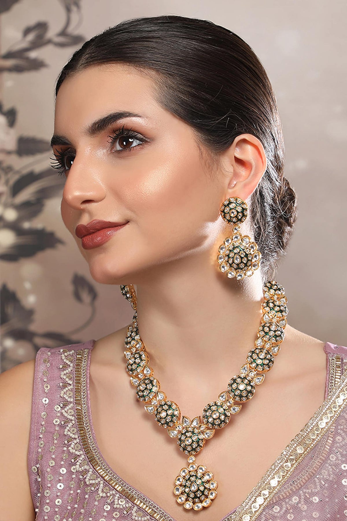 Kundan Floral Necklace Set 