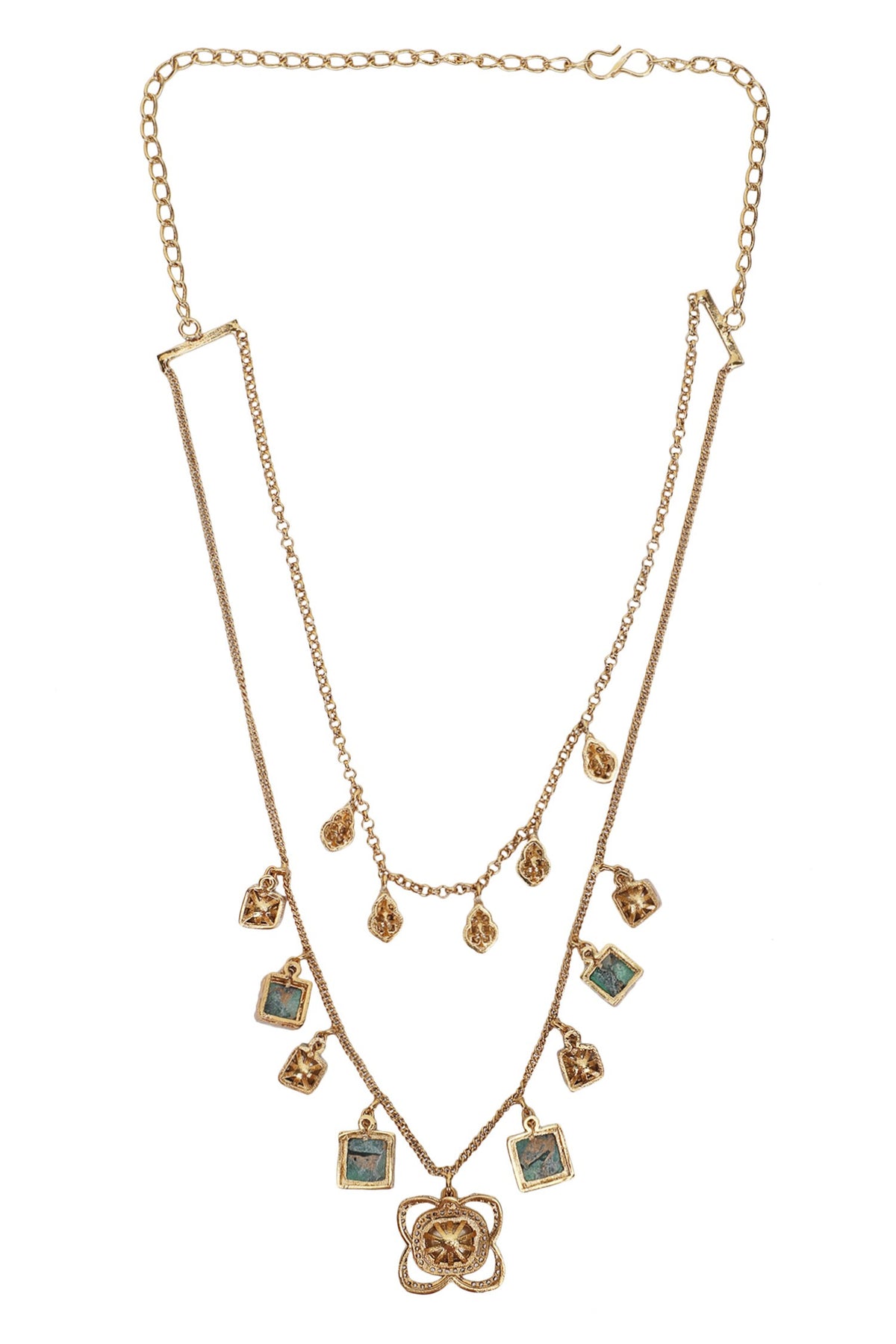 Kundan Green Stone Necklace Set 