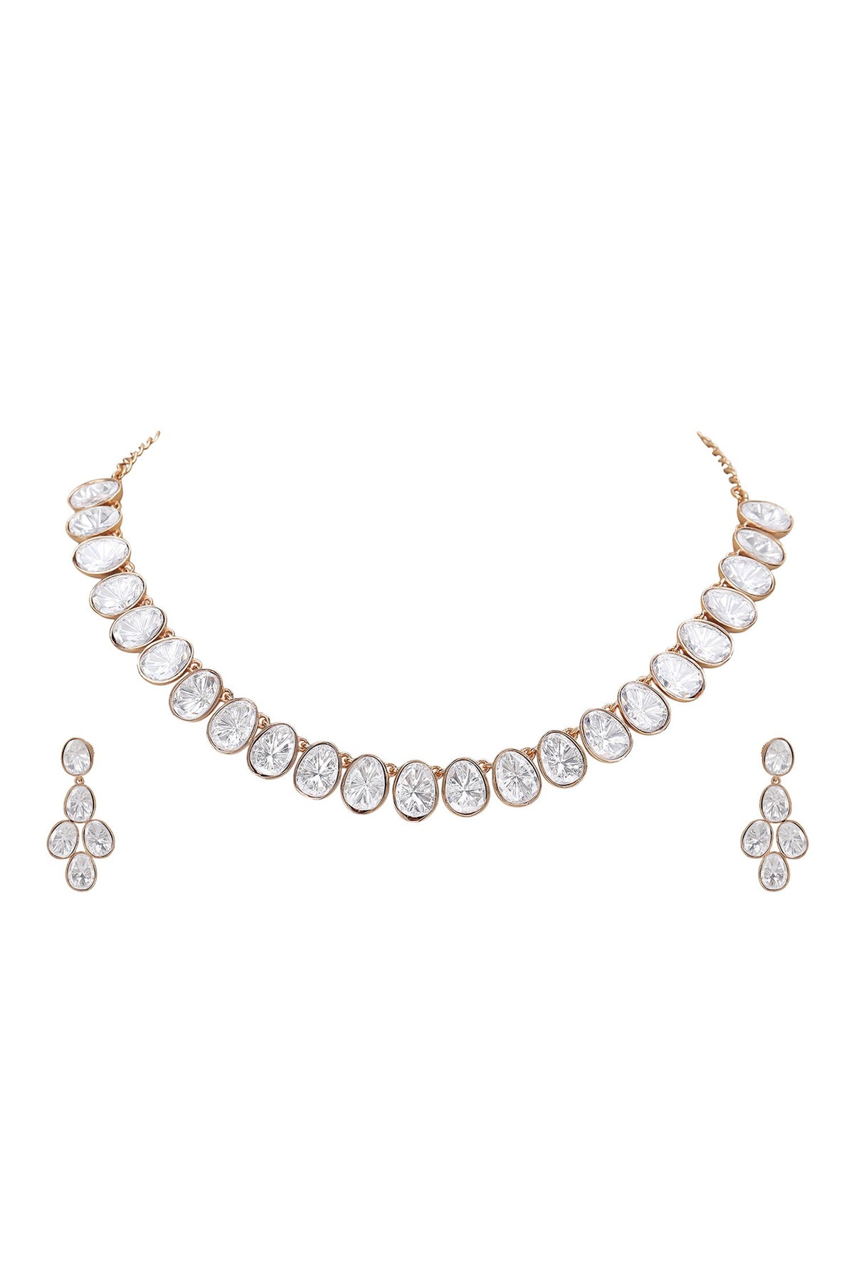 Kundan Embellished Necklace & Earring Set 