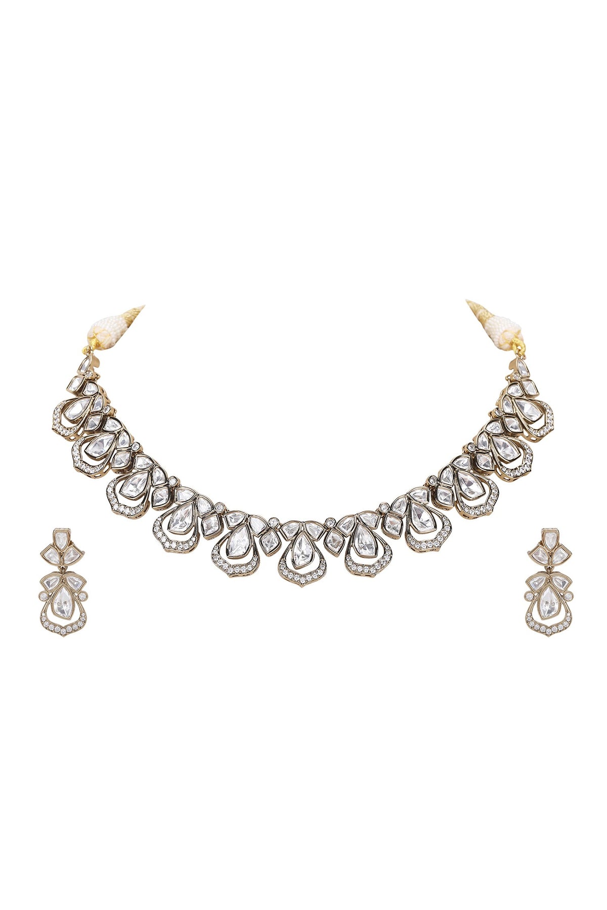 Kundan Embellished Necklace & Earring Set 