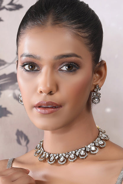 Kundan Embellished Necklace & Earring Set 