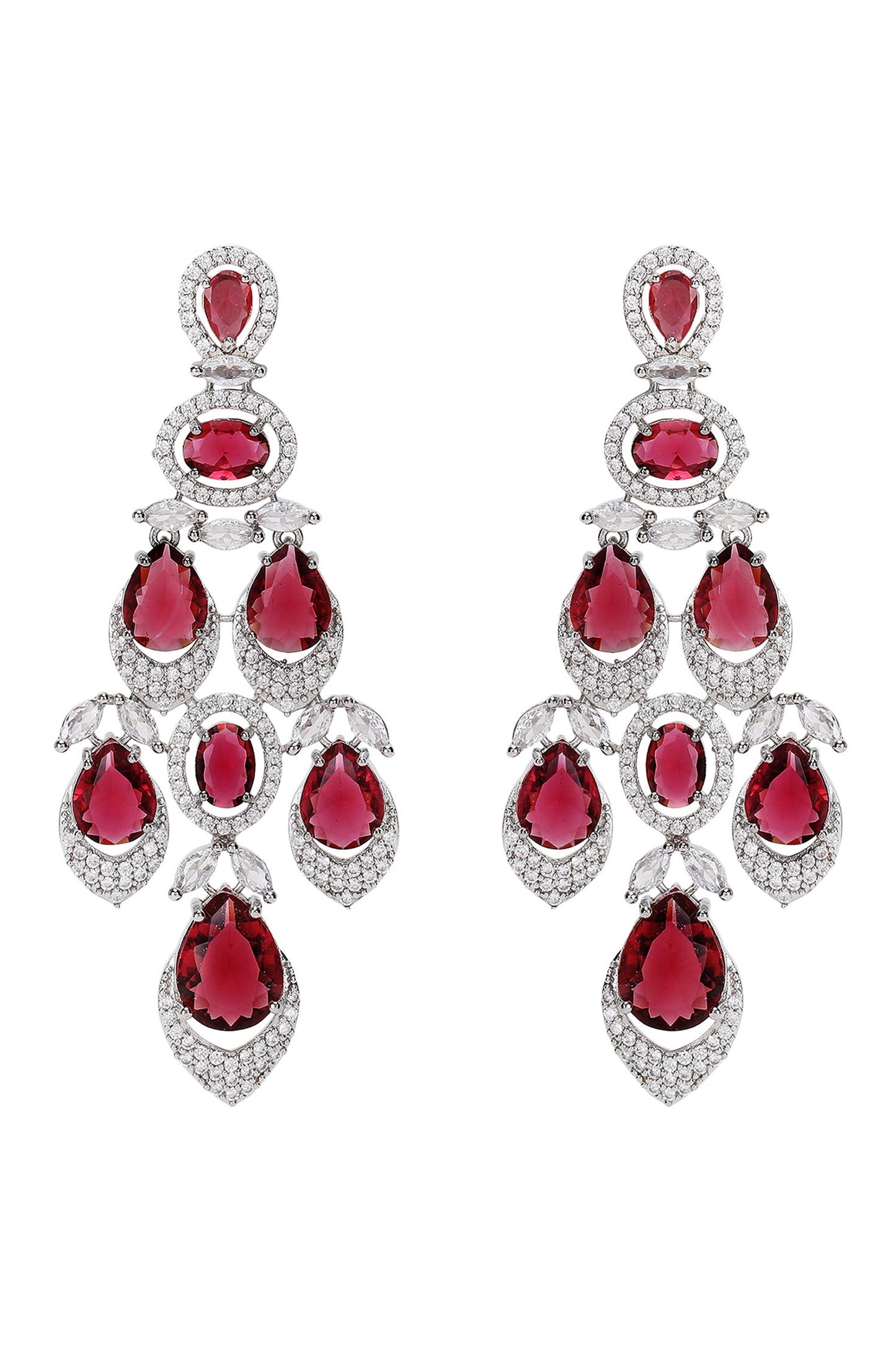 Faux Diamond & Ruby Stone Necklace Set 