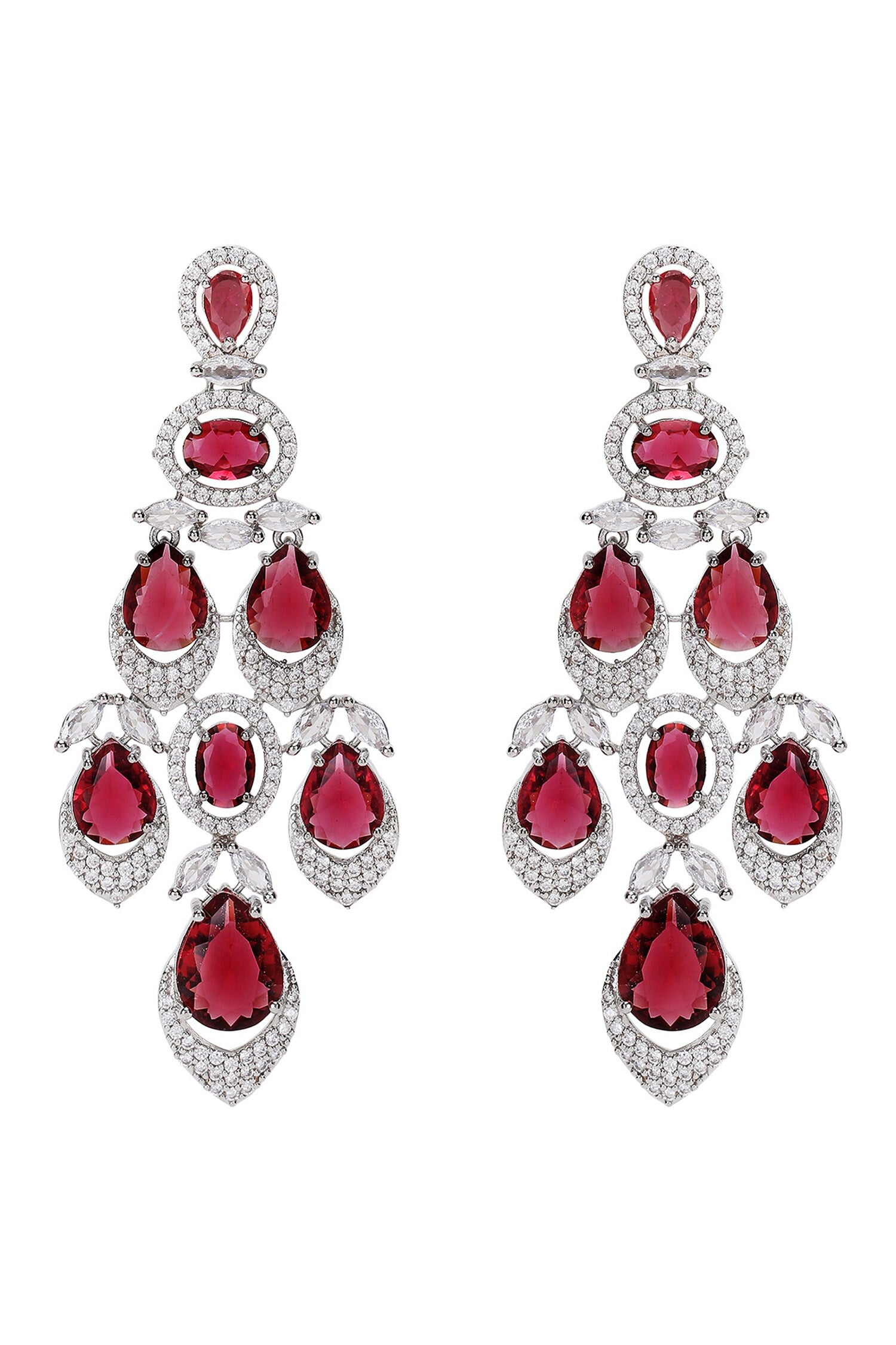 Faux Diamond & Ruby Stone Necklace Set 
