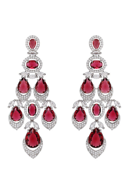 Faux Diamond & Ruby Stone Necklace Set 