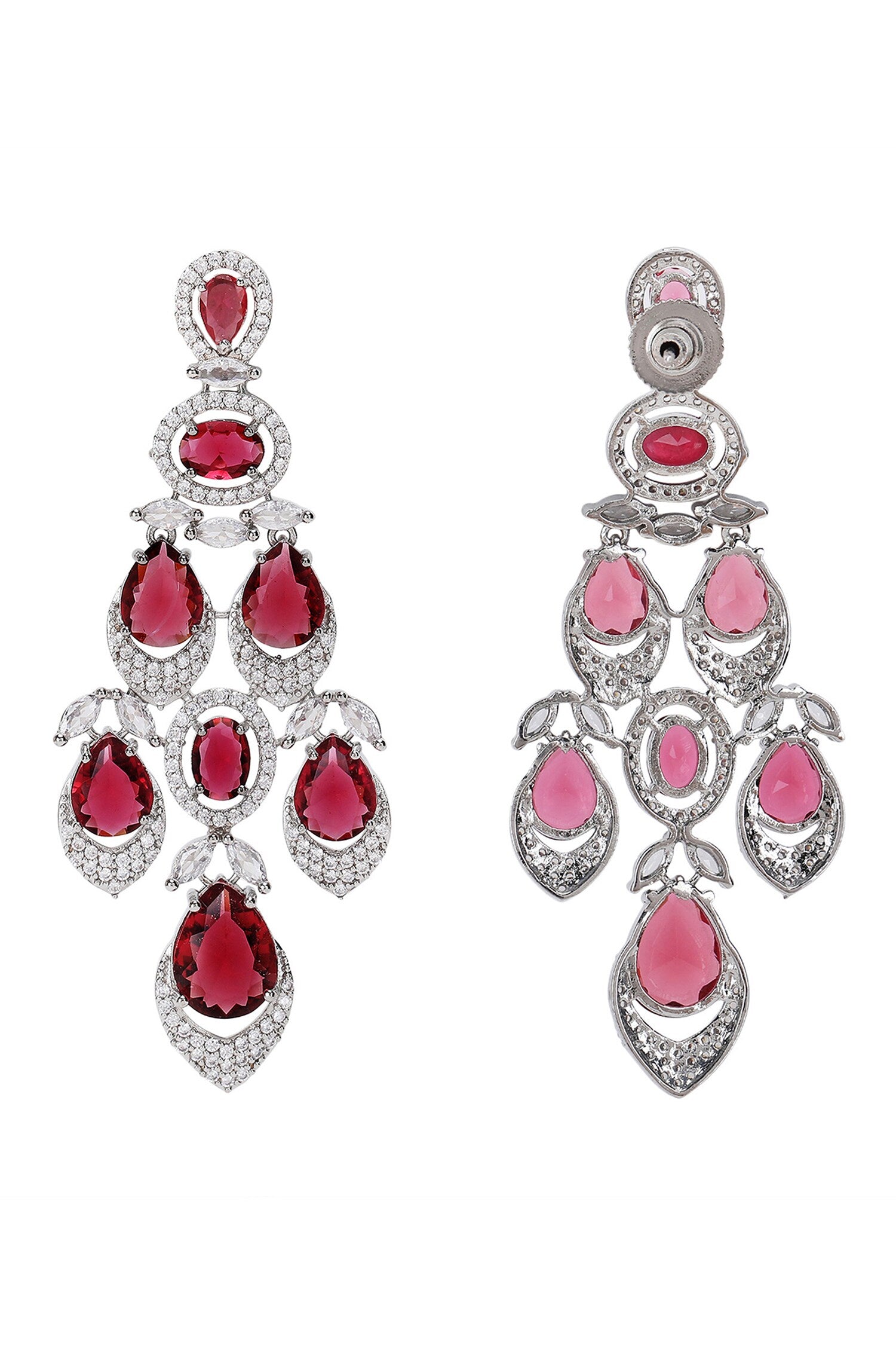 Faux Diamond & Ruby Stone Necklace Set 