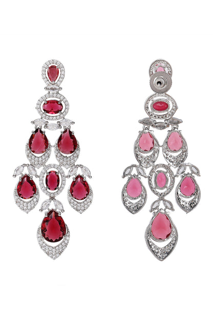 Faux Diamond & Ruby Stone Necklace Set 