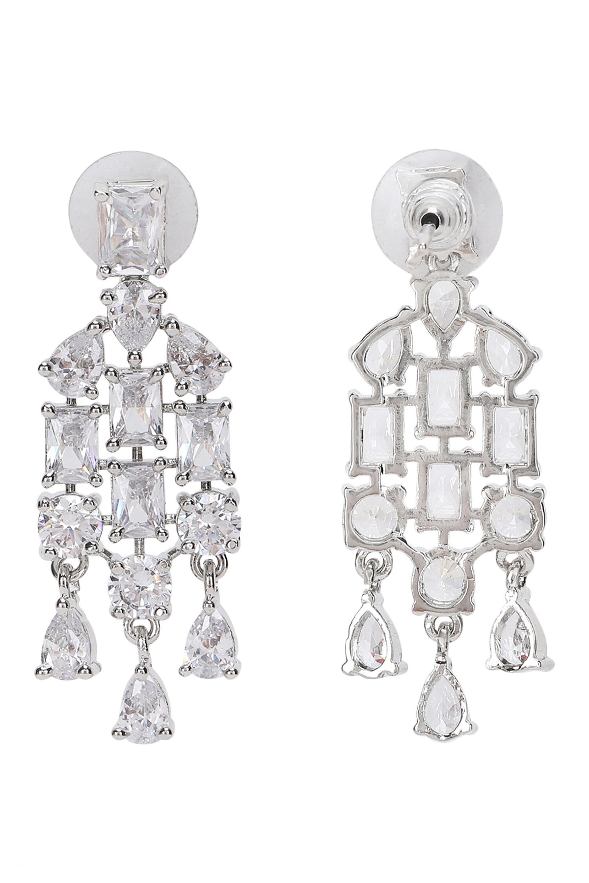 Layered Necklace Set with Faux Diamonds 