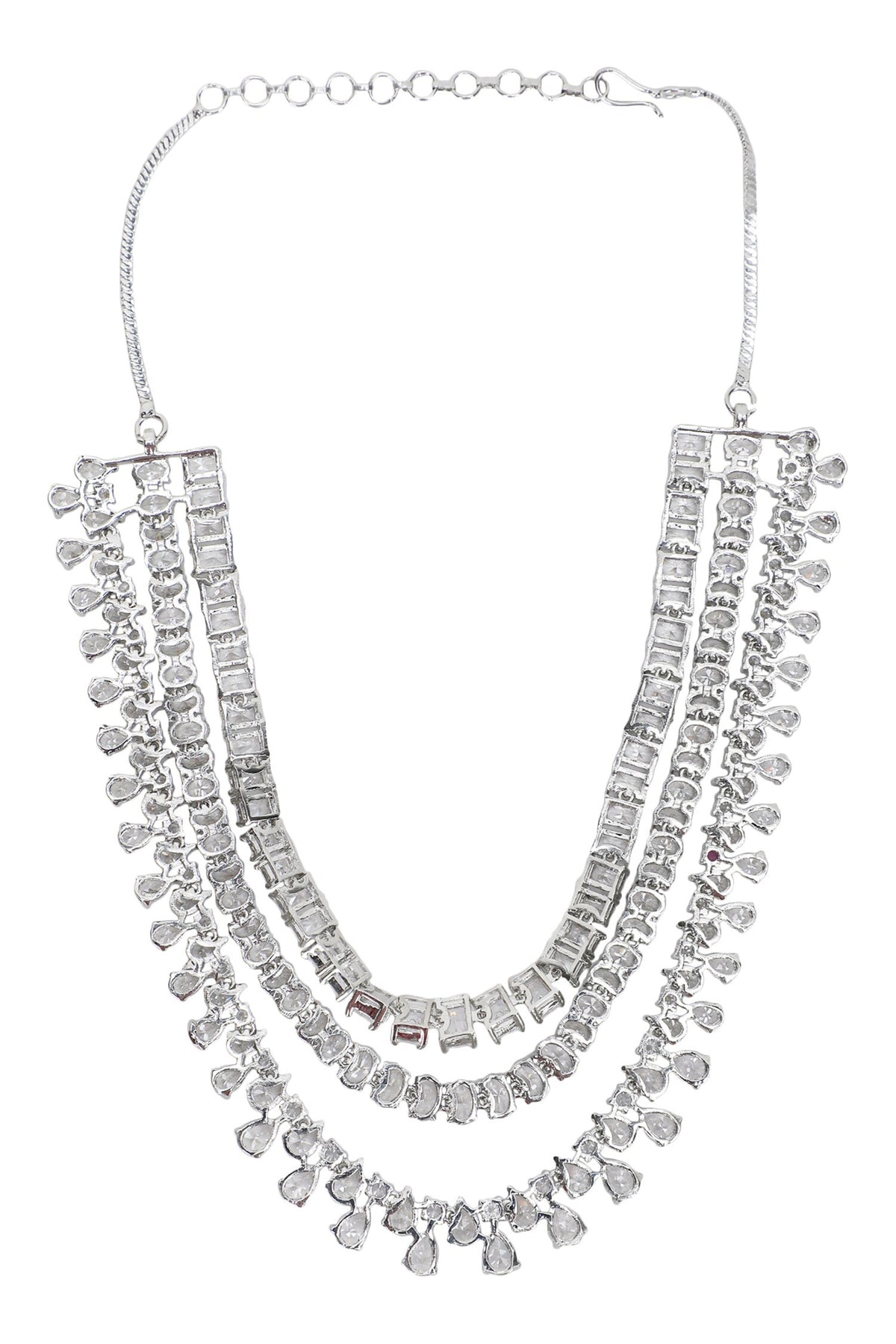 Layered Necklace Set with Faux Diamonds 