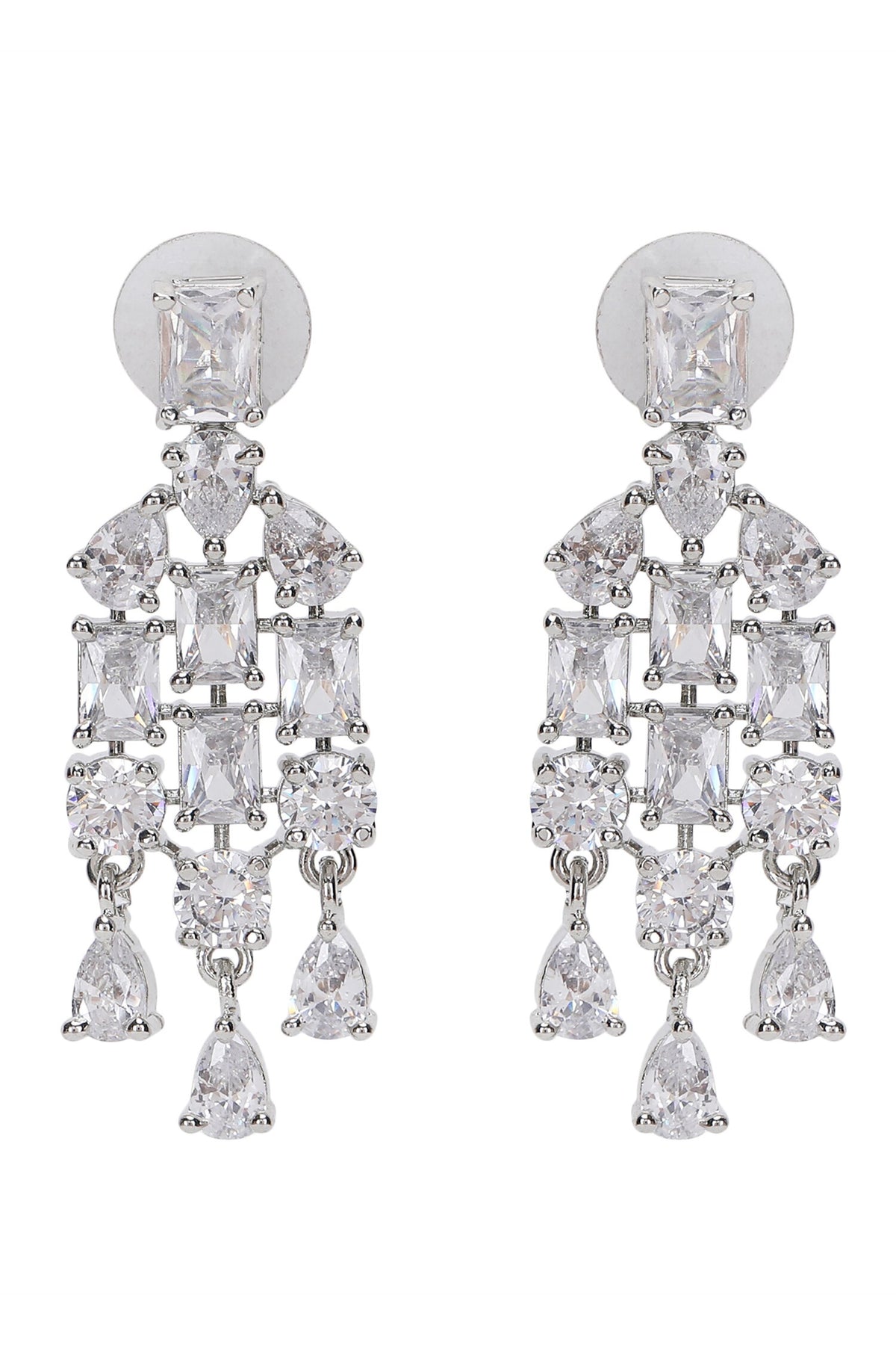 Layered Necklace Set with Faux Diamonds 