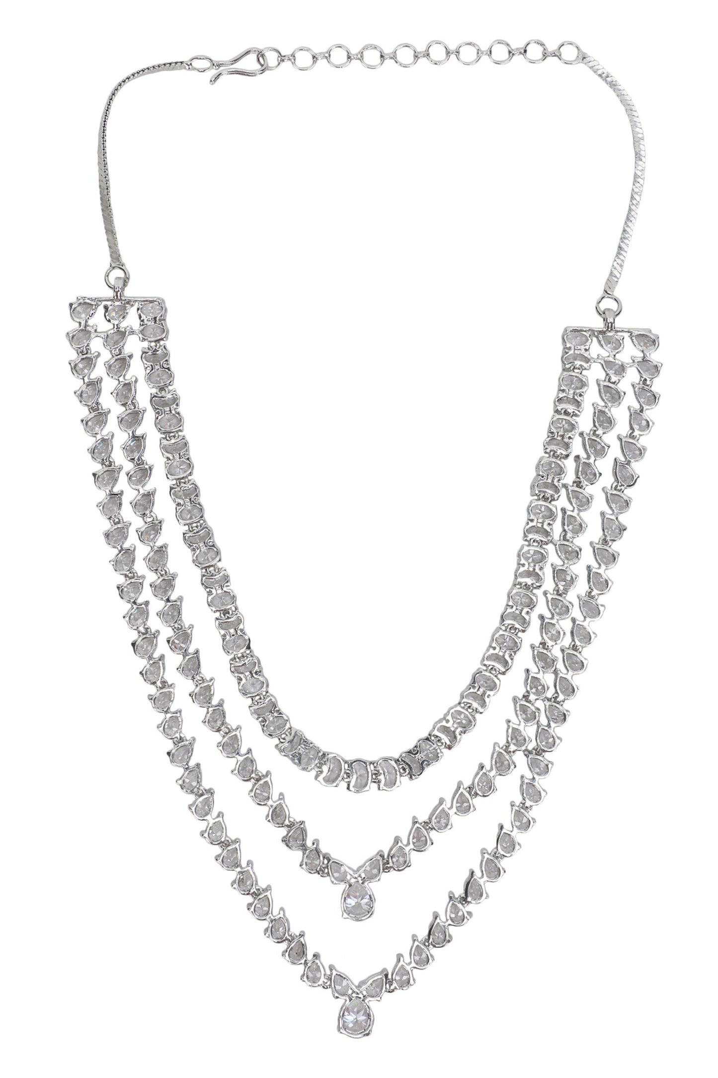 Silver Faux Diamond Necklace Set 
