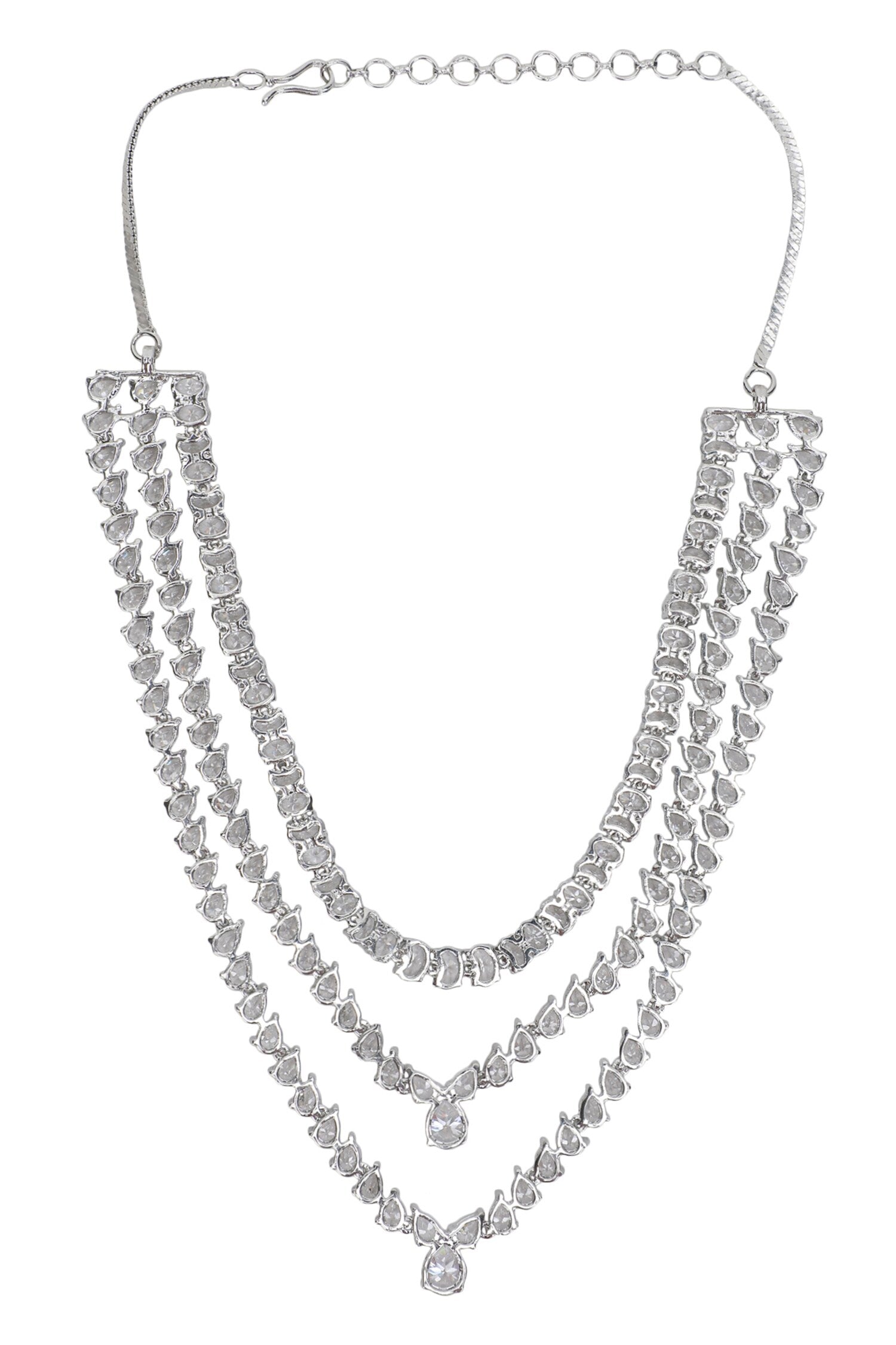 Silver Faux Diamond Necklace Set 