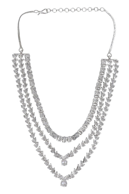 Silver Faux Diamond Necklace Set 