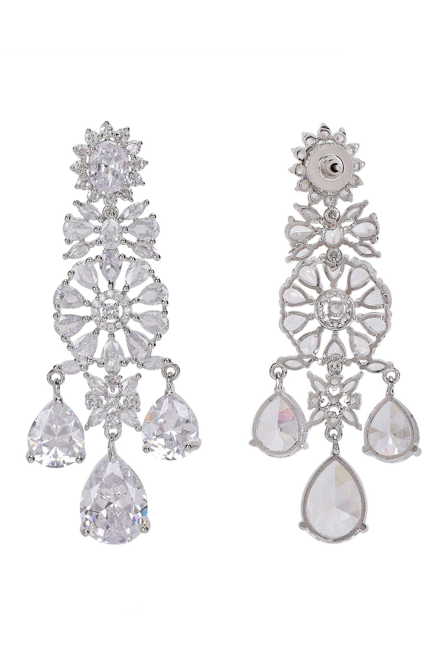 Silver Faux Diamond Layered Necklace Set 