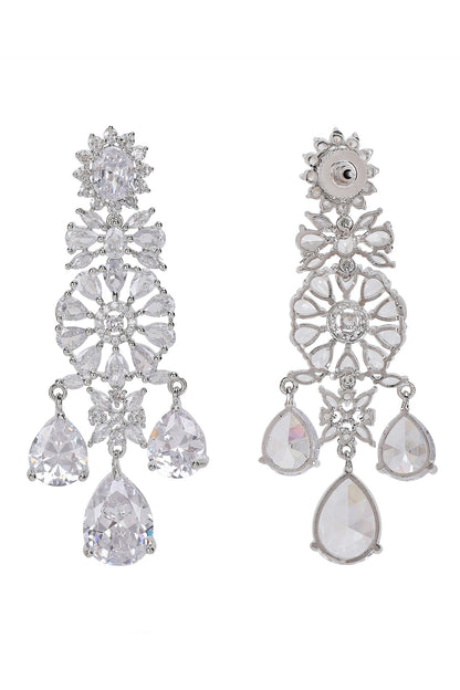 Silver Faux Diamond Layered Necklace Set 