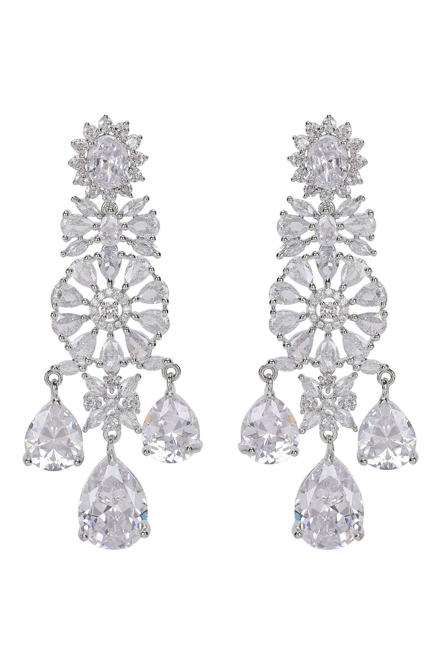 Silver Faux Diamond Layered Necklace Set 