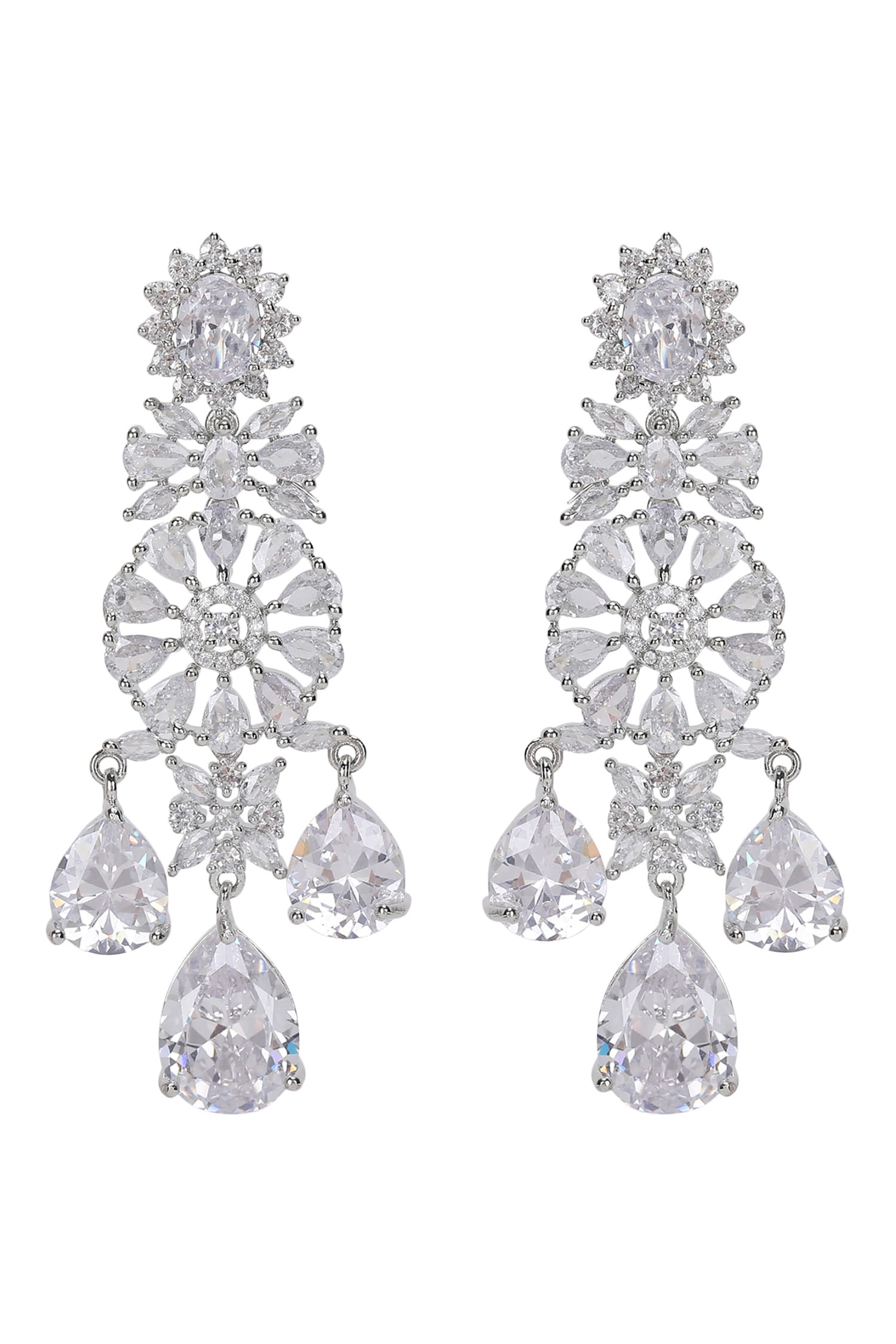 Silver Faux Diamond Layered Necklace Set 