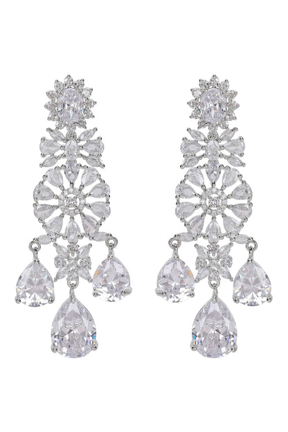 Silver Faux Diamond Layered Necklace Set 