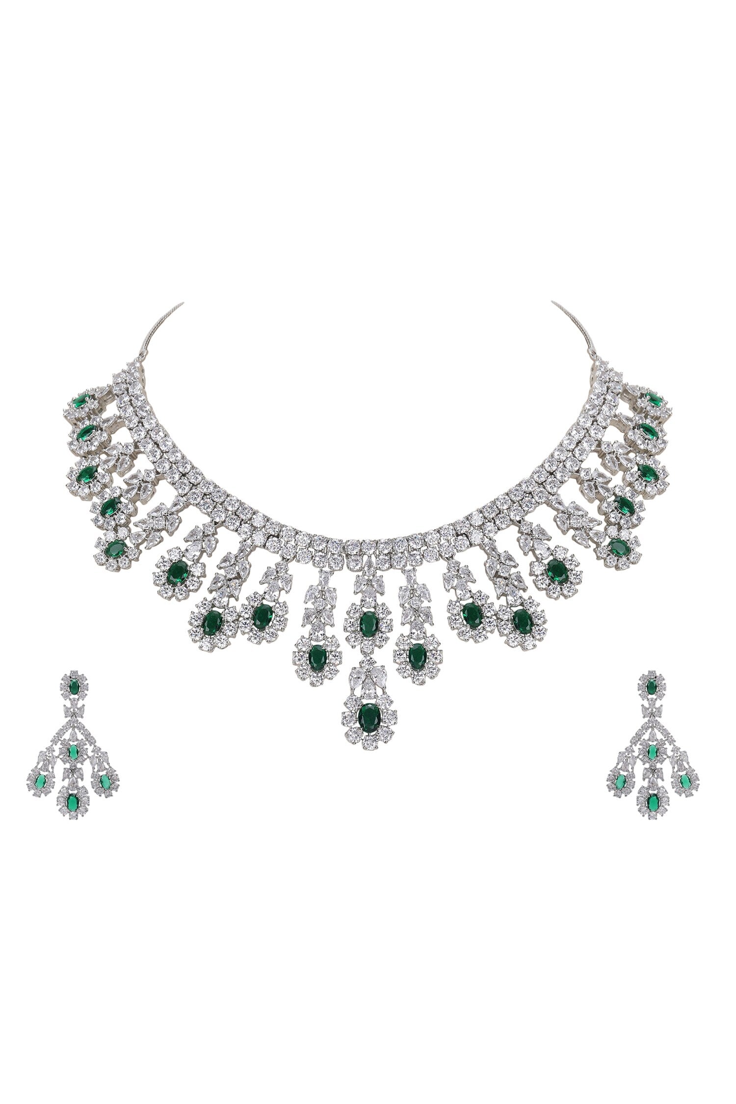 Multi Layered Faux Diamond Necklace Set 