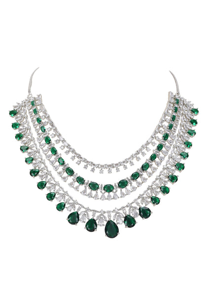 Faux Diamond & Emerald Necklace Set 