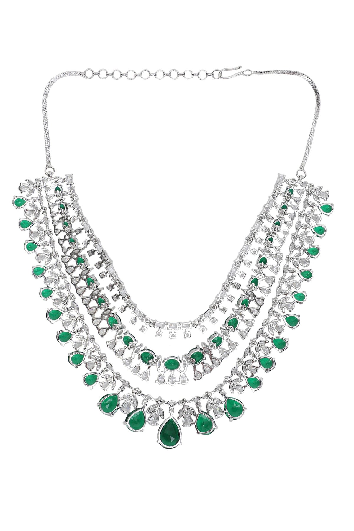 Faux Diamond & Emerald Necklace Set 