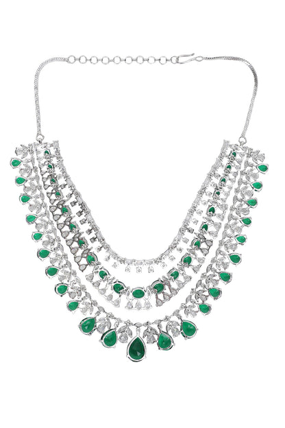 Faux Diamond & Emerald Necklace Set 