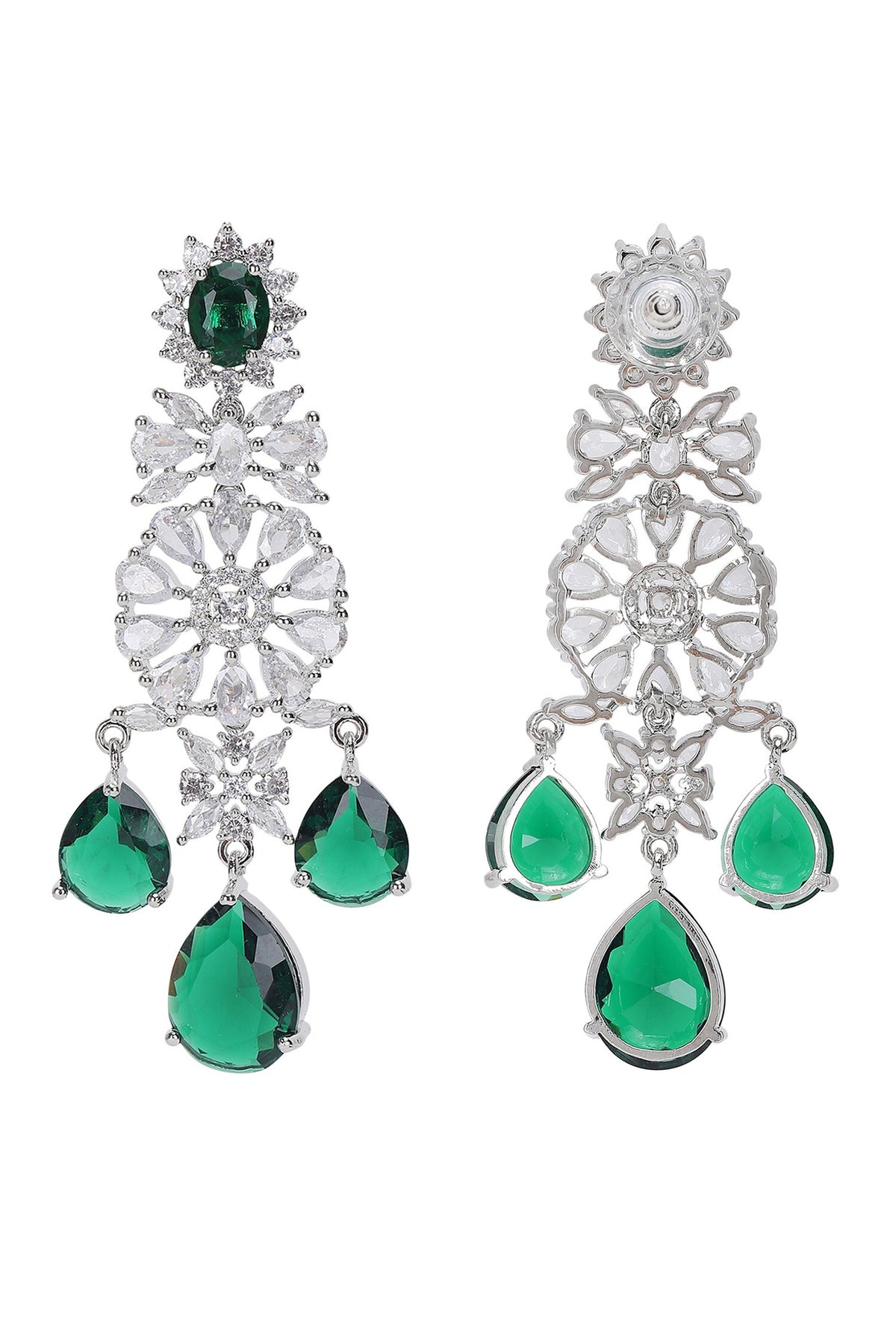 Faux Diamond & Emerald Necklace Set 