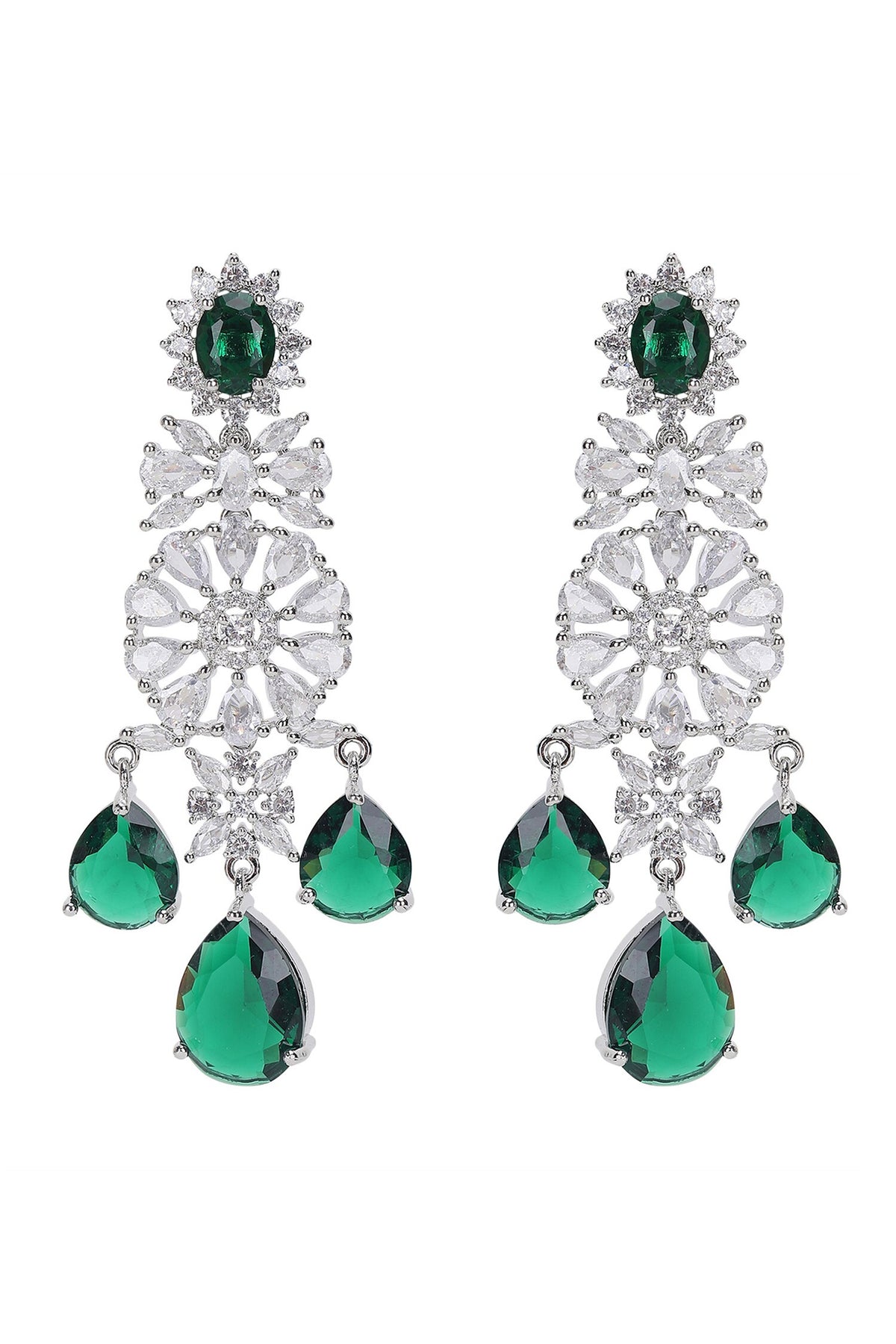 Faux Diamond & Emerald Necklace Set 