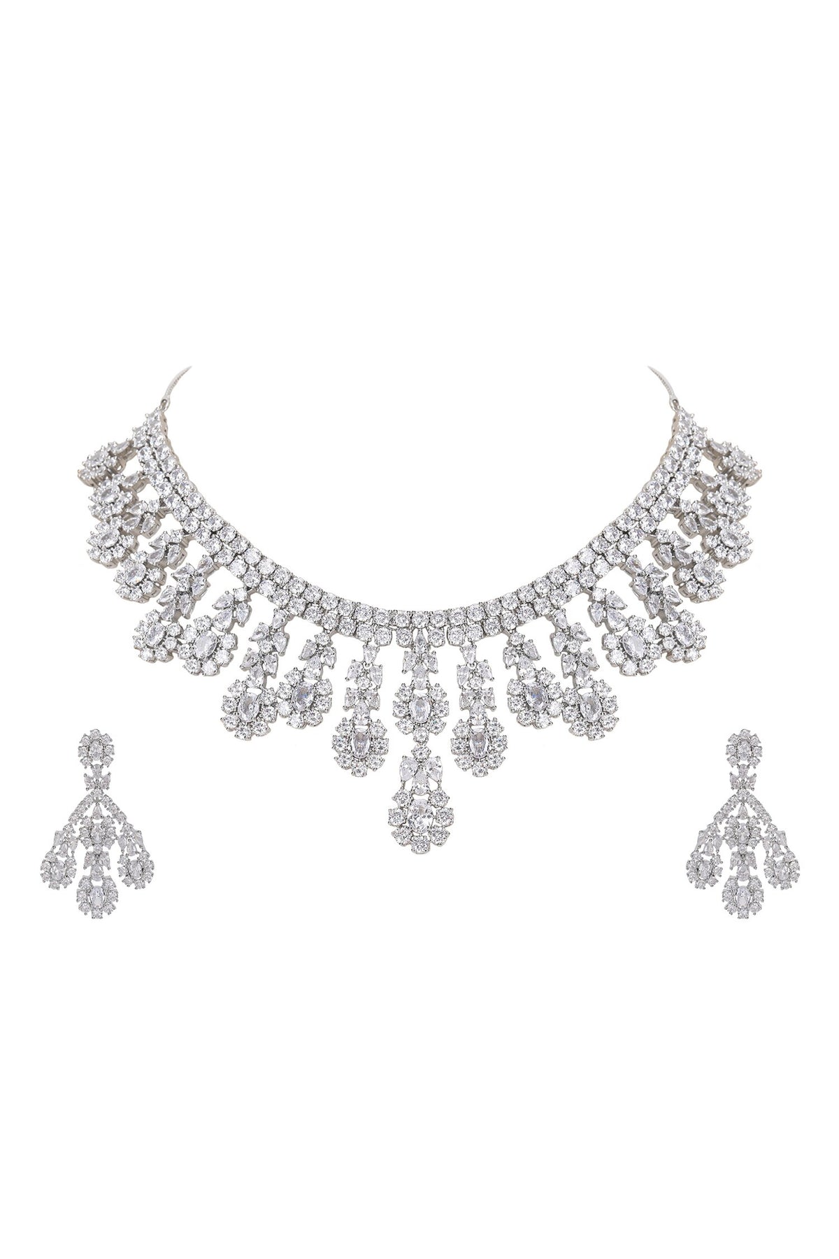 Faux Diamond Necklace & Earring Set 