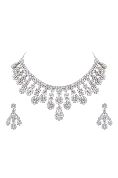Faux Diamond Necklace & Earring Set 