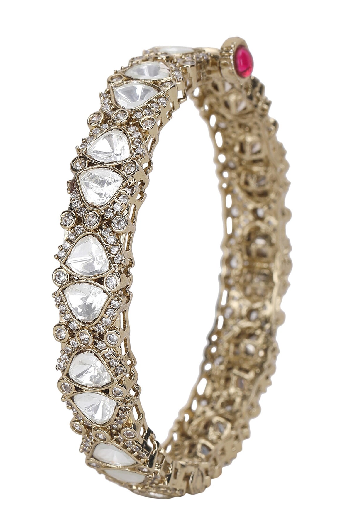 Polki Stone & Faux Diamond Kadas Set 