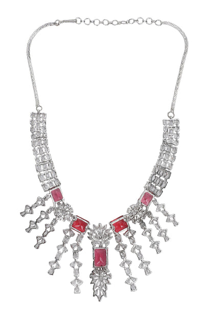 Designer Faux Diamond & Ruby Necklace Set 