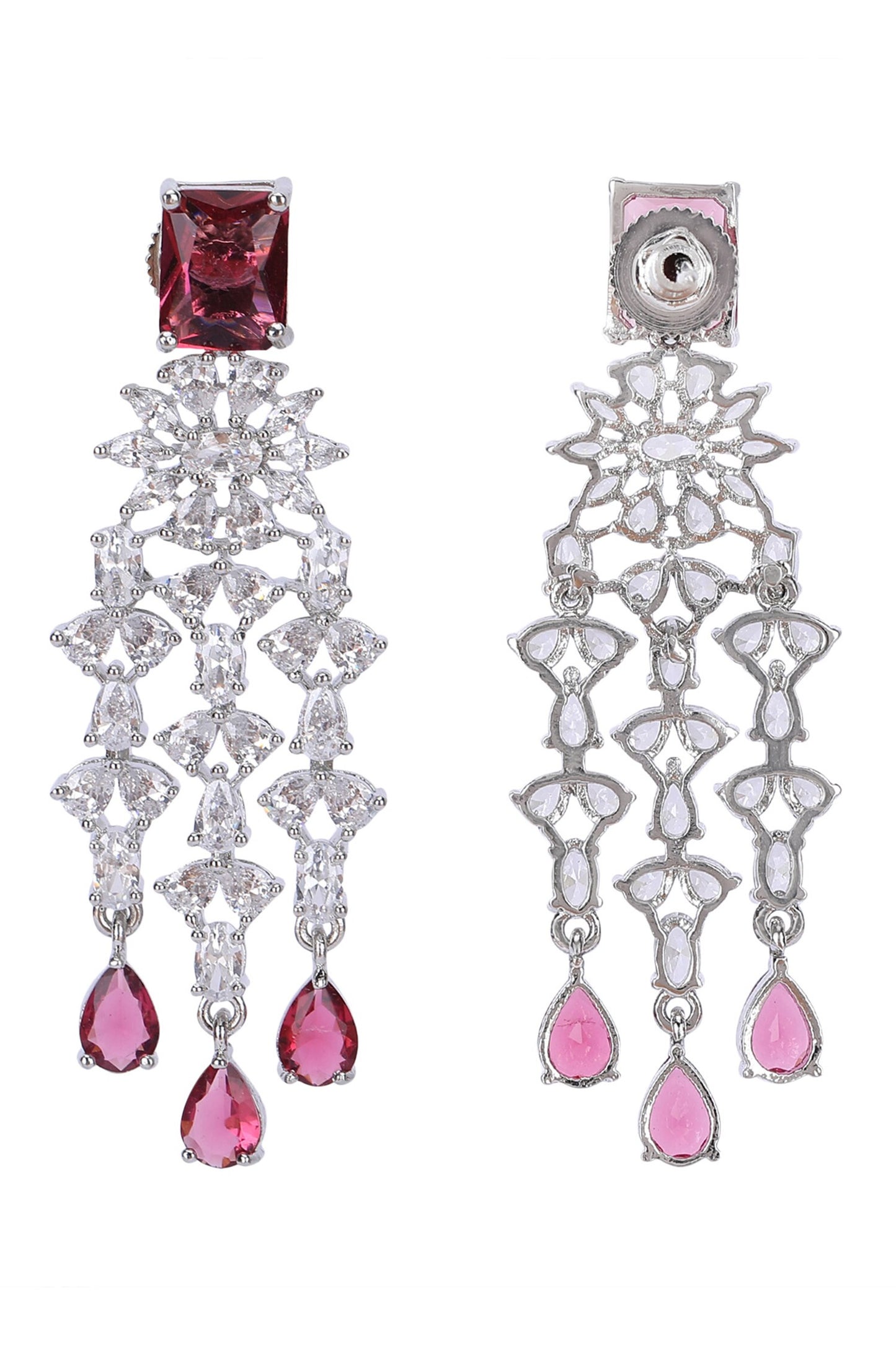 Designer Faux Diamond & Ruby Necklace Set 