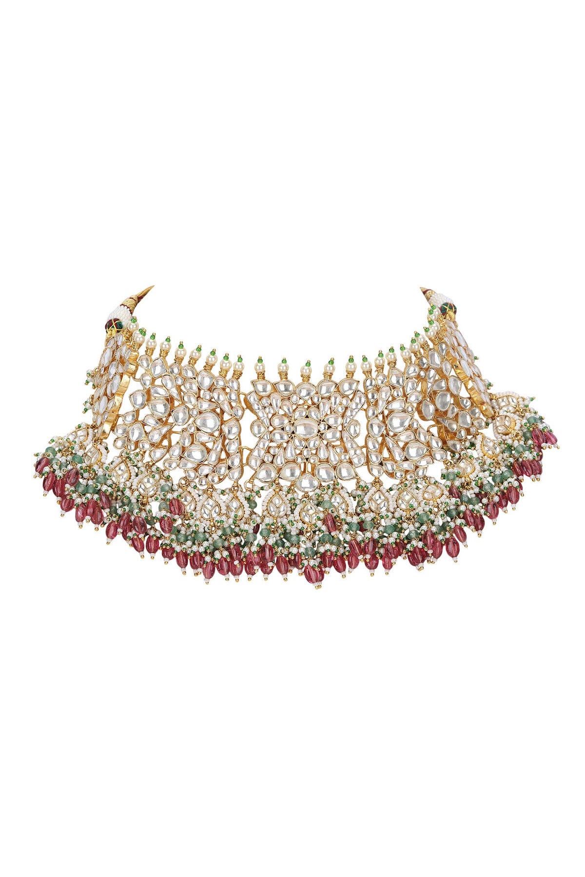 Polki Bead Embellished Choker Necklace Set 