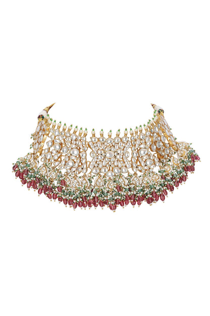 Polki Bead Embellished Choker Necklace Set 