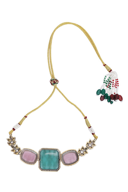 Kundan Stone Embellished Necklace Set 