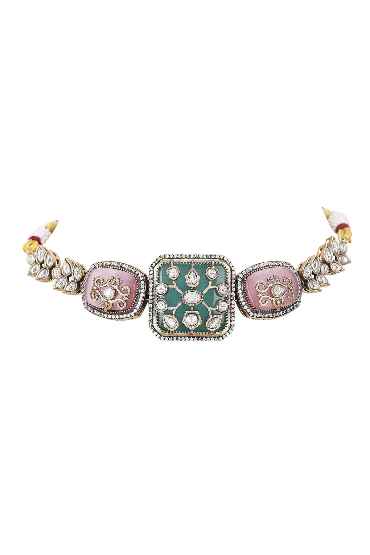 Kundan Stone Embellished Necklace Set 