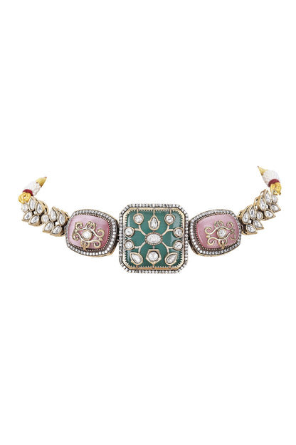 Kundan Stone Embellished Necklace Set 