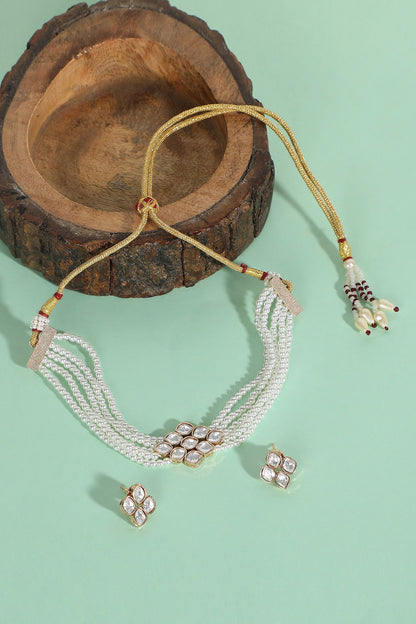 Kundan Pearl Necklace Set 