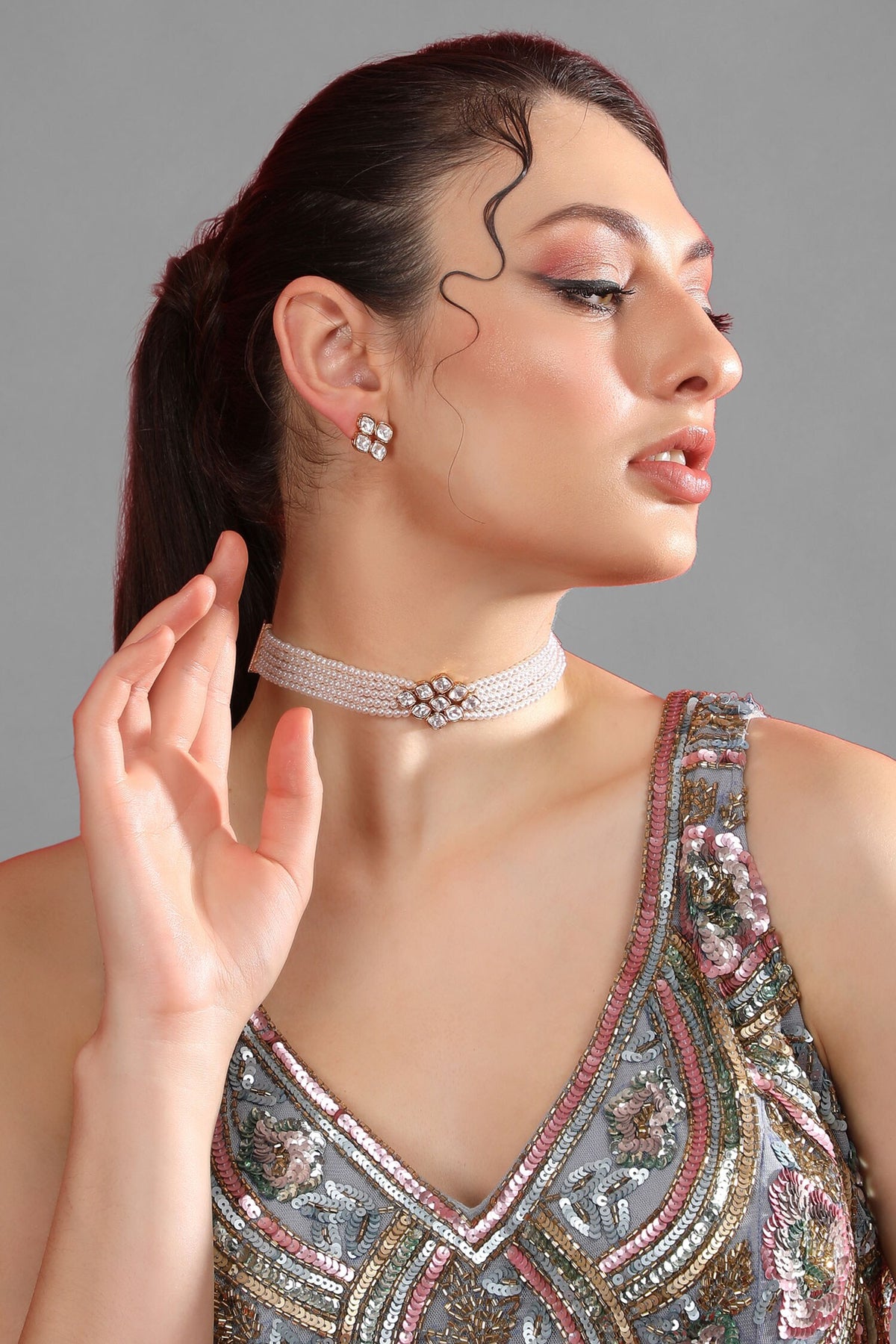 Kundan Pearl Necklace Set 