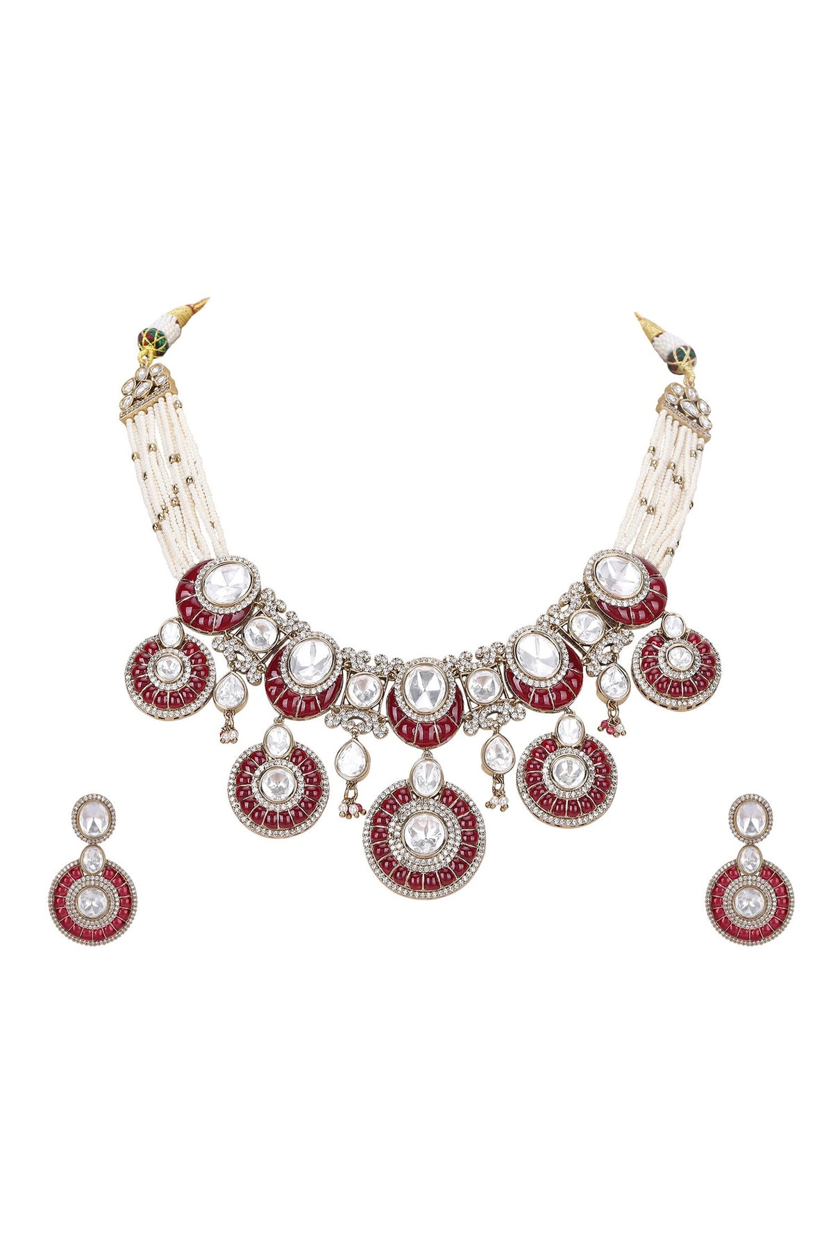 Cubic Zirconia & Bead Necklace Set 
