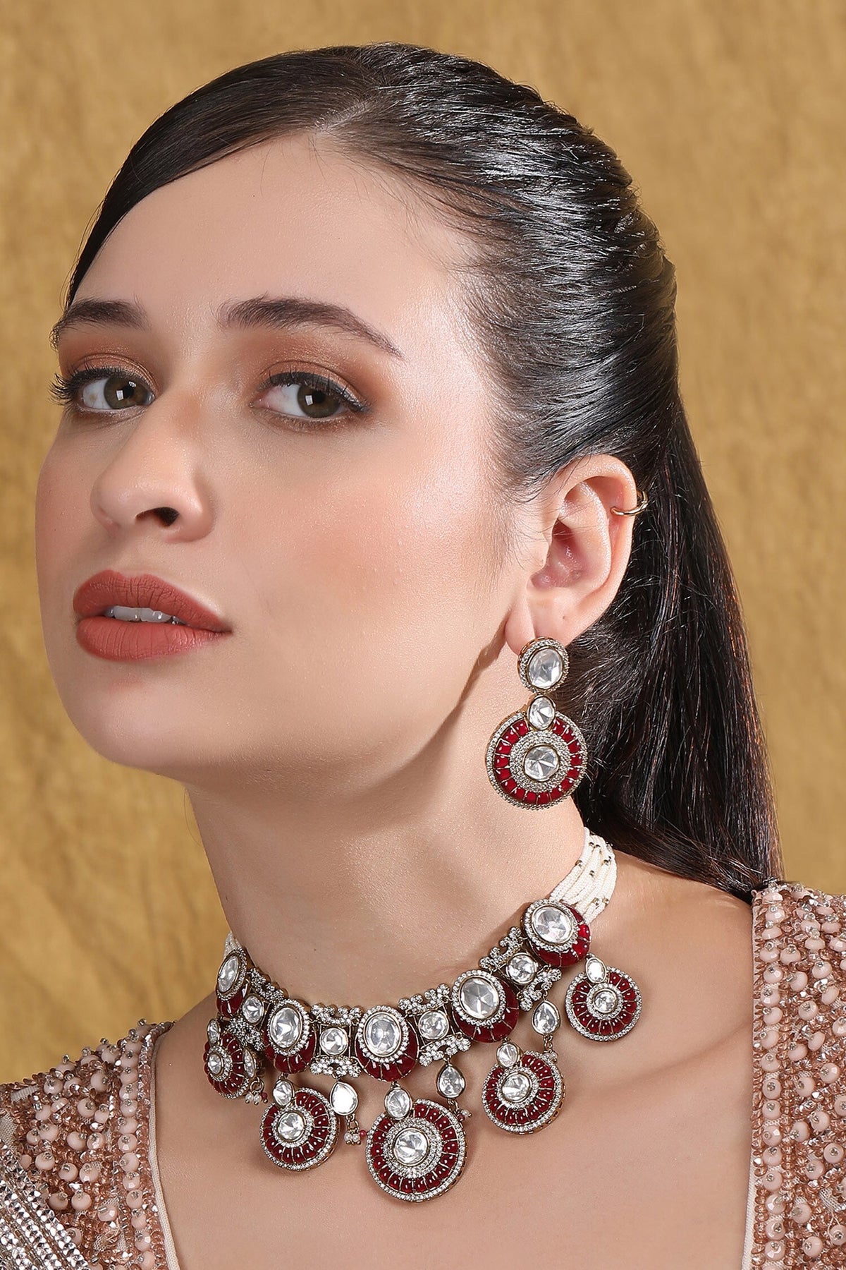 Cubic Zirconia & Bead Necklace Set 