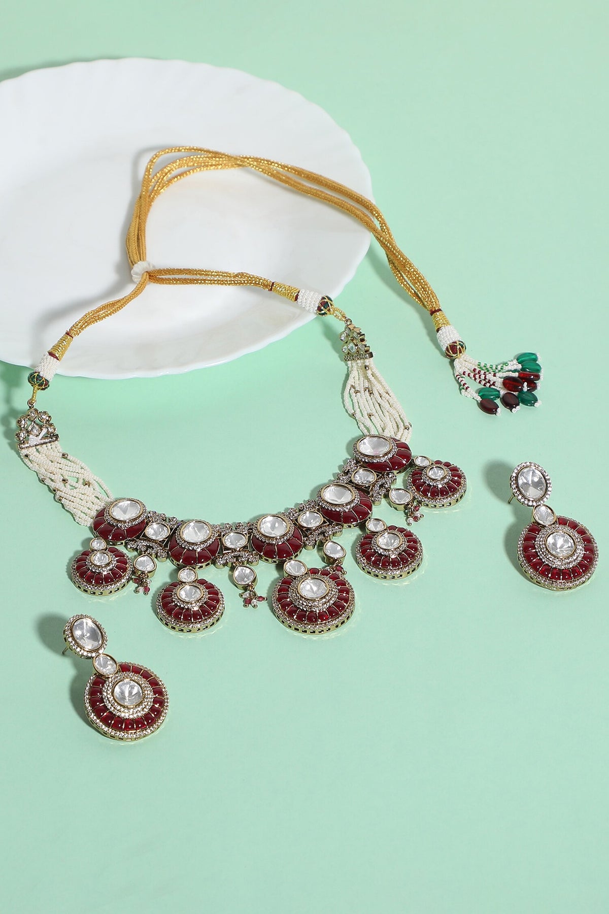 Cubic Zirconia & Bead Necklace Set 