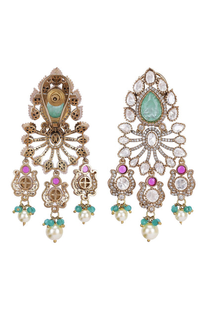 Kundan Stone Embellished Necklace & Earring Set 
