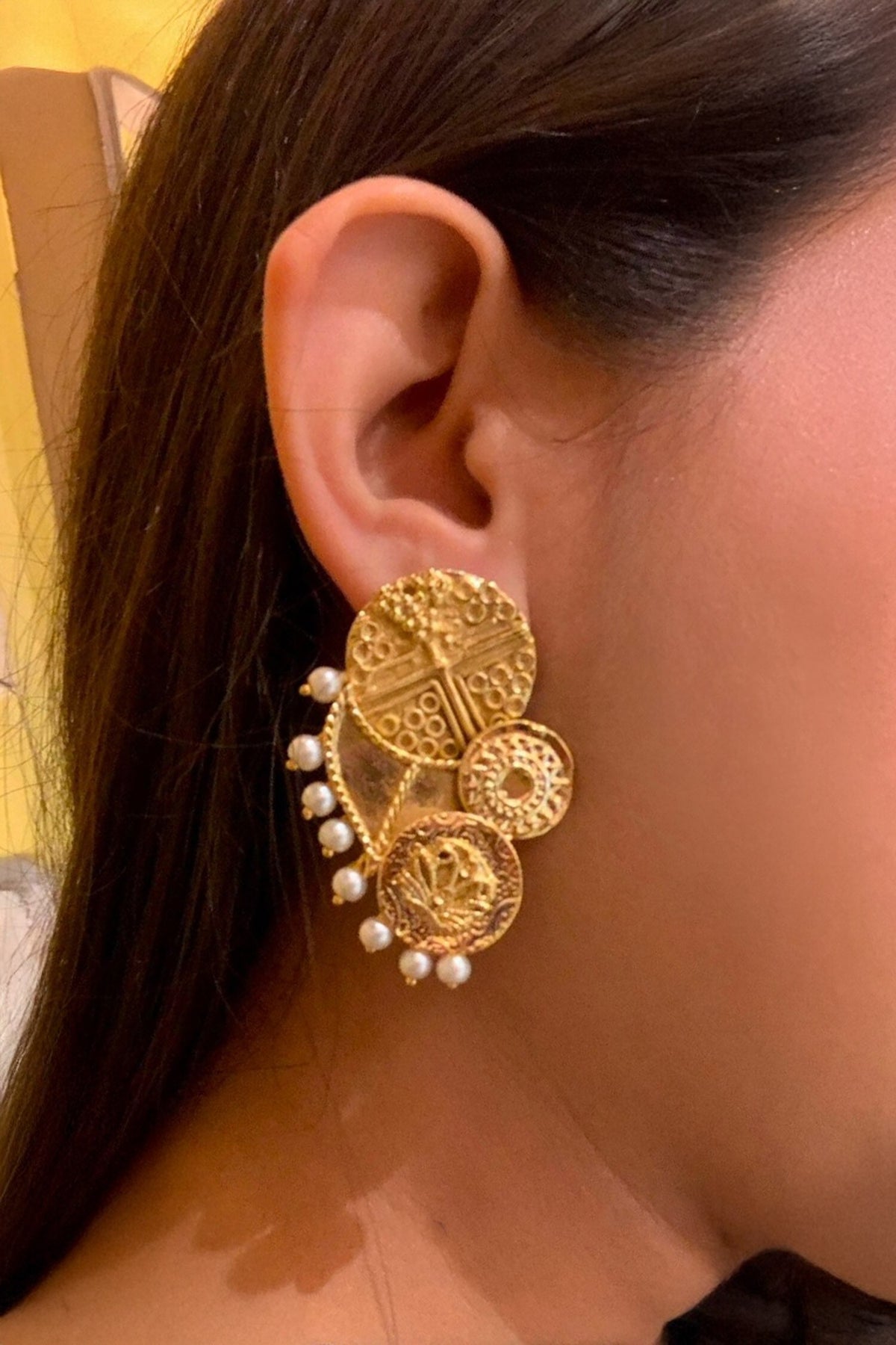 Carved Coin Earrings 
