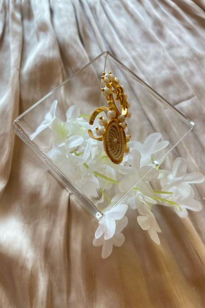 Lotus Pearl Embellished Ring 