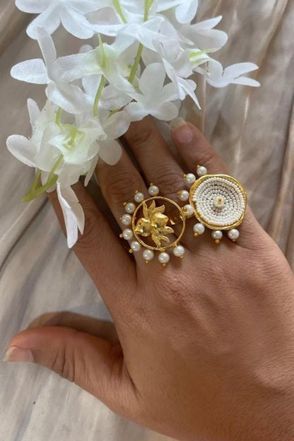 Lotus Pearl Embellished Ring 